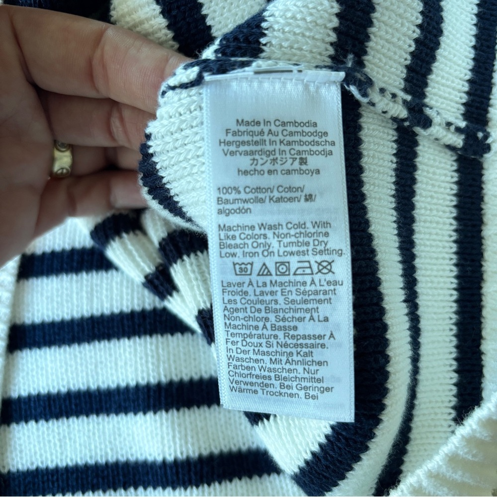 J. Crew Navy and White Striped Cropped Cardigan - Picture 9 of 13